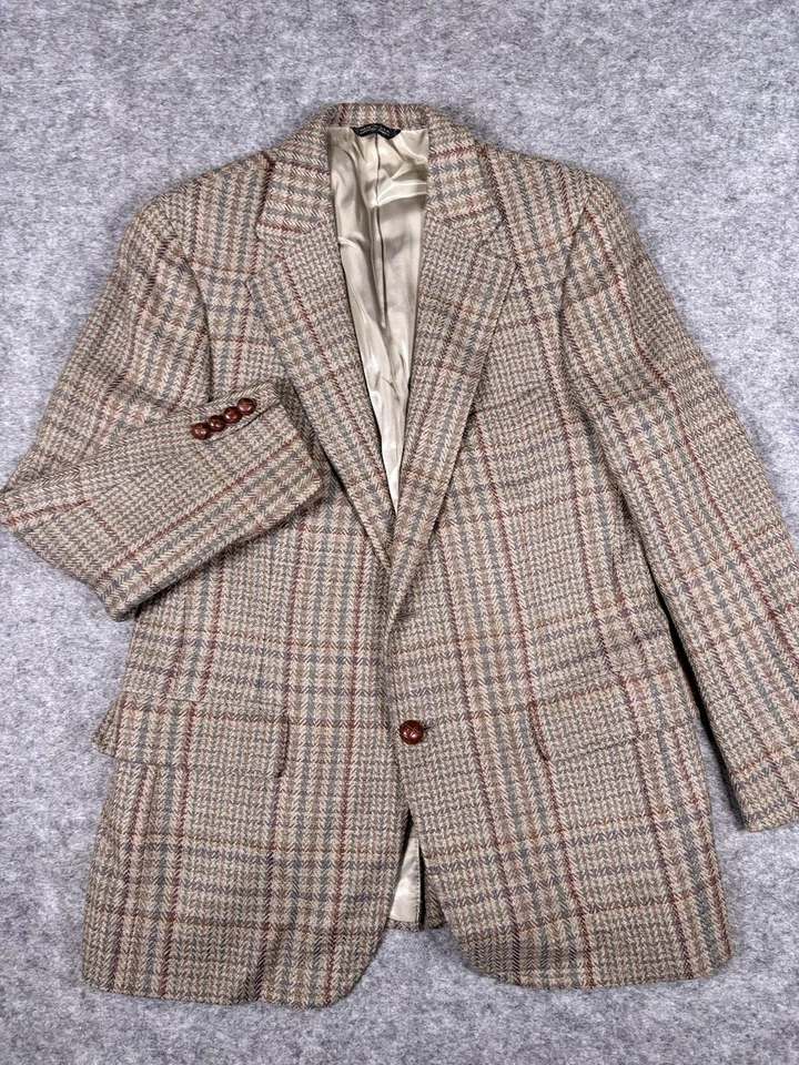 Vintage Chaps Ralph Lauren Blazer Mens 42 Plaid Wool Sport Coat Made USA 90s - Image 2 of 4