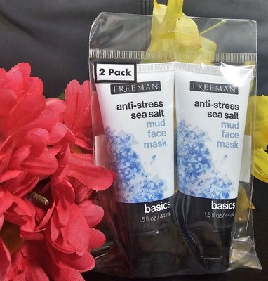 Freeman Anti-Stress Sea Salt Mud Face Mask  1.5 FL OZ Each Set Lot of 2 Tubes!