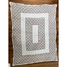 Beautiful Victorian Detailed Embroidered Bobbin Lace Ecru Tablecloth 64" x 48"