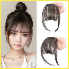 Synthetic Fake Invisible Air Bangs Hair Extension Front Fringes Hairpiece Black