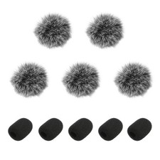 Microphone Cover Mini Furry Windscreen Foam Cover 8mm with White Black Cap 1 Set