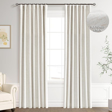 100 Blackout Linen Curtains 96 Inches Long for Bedroom Natural Black Out Curtai