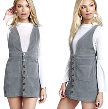 SHOW ME YOUR MUMU Connelly Corduroy Jumper Dress Women's Size S Overall Gray