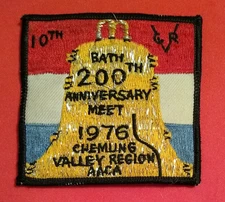 Car Show Patch 1976 Bath Chemung Valley NY 10th Anniversary Meet AACA 3-1/8"x3"