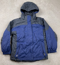 Vintage LL Bean Jacket Youth M 10-12 Blue Wildcat Hooded Ski Primaloft Insulated