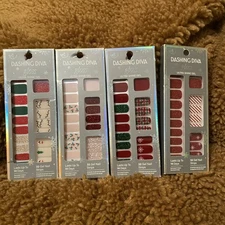 (4) Dashing Diva Gloss, Ultra, Shine, & Gel Palette  32 Nail Strips Each Box