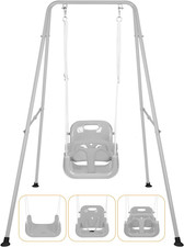 3-In-1 Toddler Swing Set, Foldable Baby Swing with Stand, Indoor  Outdoor Kids