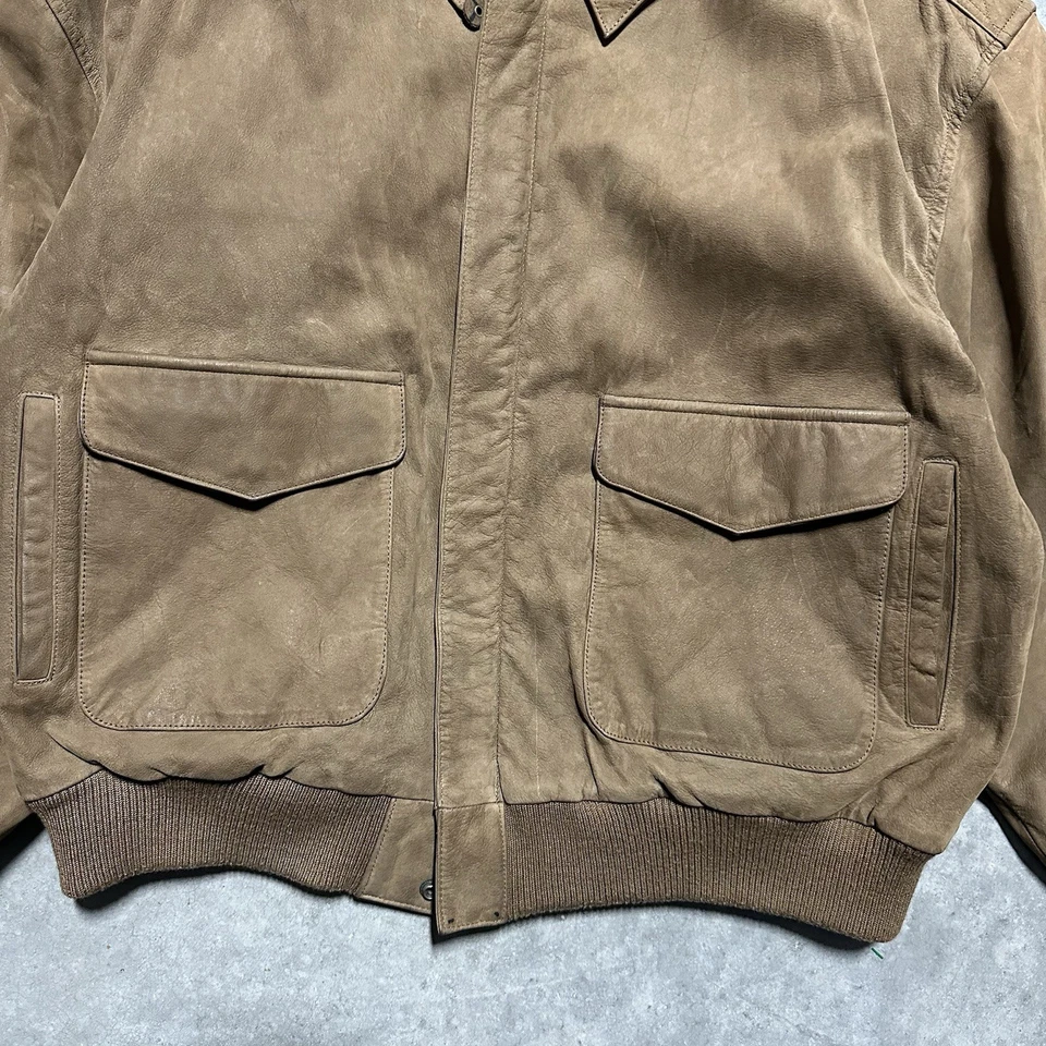 VTG Global Identity G-111 Leather Suede Bomber Jacket Brown Men’s Large Type A-2 - Image 3 of 4