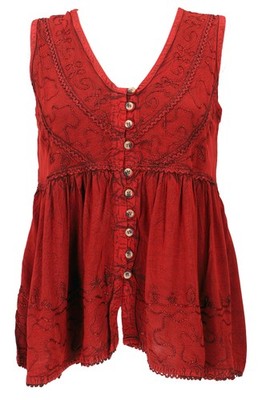 Top Boho chic, besticktes Top - rot