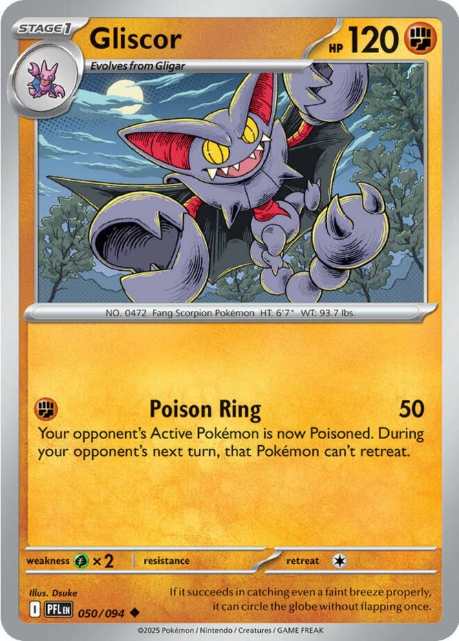 Gliscor - 050/094 - Uncommon (Near Mint) Phantasmal Flames - Fighting Pokémon