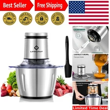 8-Cup Stainless Steel Food Processor - 600W Electric Mini Chopper for Kitchen