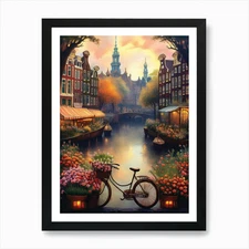 Amsterdam Flower Market Print, Mati Framed Wall Art Poster Canvas Print Picture