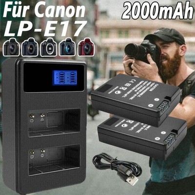 2x LP-E17 Li-Ion 2.0Ah Akku+ Dual Ladegerät für Canon EOS 200D M3 750D 800D 760D