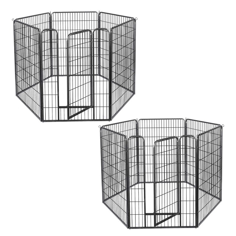 Dog Playpen 12 Panel 28"x47" Exercise Kennel Outdoor Camping Metal Barrier Fence