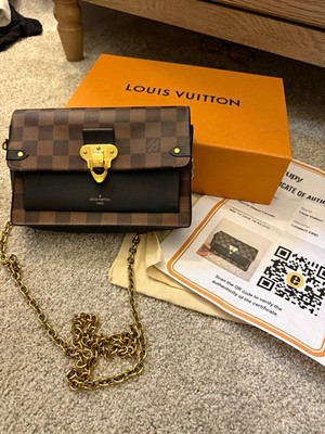Louis Vuitton Damier Ebene & Black Vavin Chain Wallet