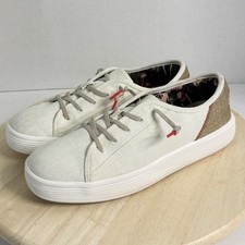 Hey Dude Women's Shoes Cody Craft Linen Sneakers White Slip-On Casual Size 10