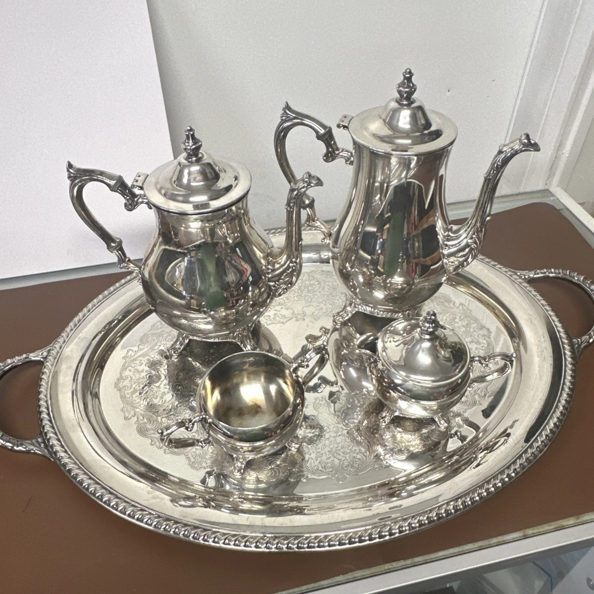 アンティークInternational Silver ティーセット とおまけ International Silver Antique US Silver-Plated Teapots, Coffee Pots
