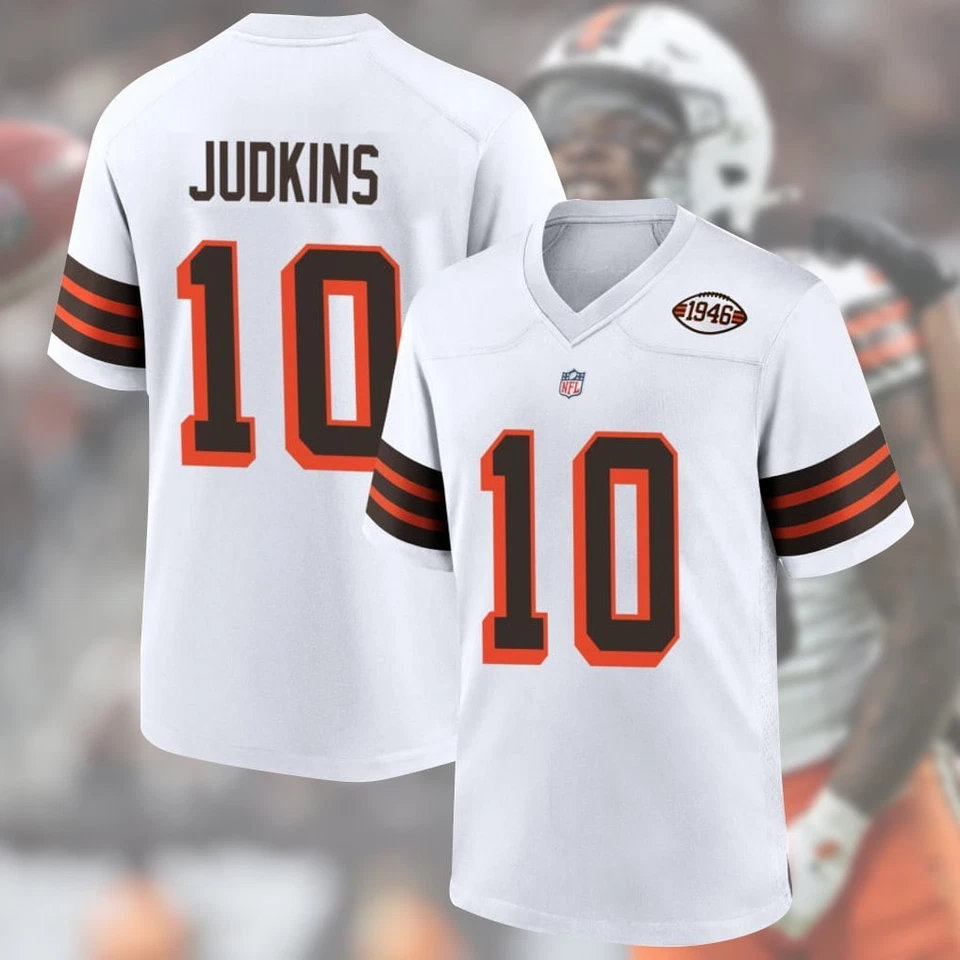 ¡LO ÚLTIMO! Quinshon #10 Judkins Cleveland B Jugador Nombre y Número AOP Hecho por Fan Foto 2 de 4