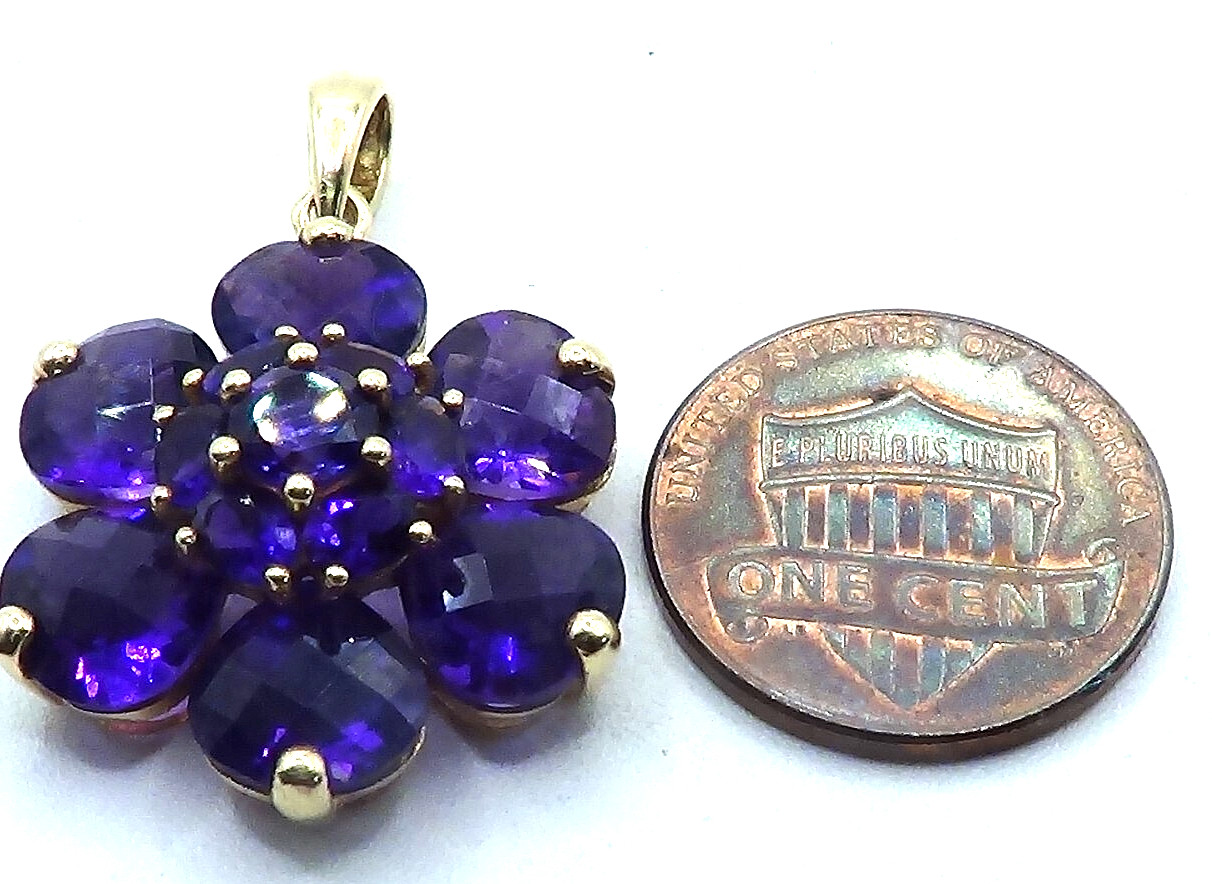 BEAUTIFUL  SOLID 14K YELLOW GOLD LARGE  AMETHYST … - image 4