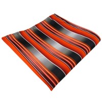 Tigertie Einstecktuch In Orange Anthrazit Silber Grau Gestreift - Tuch Polyester