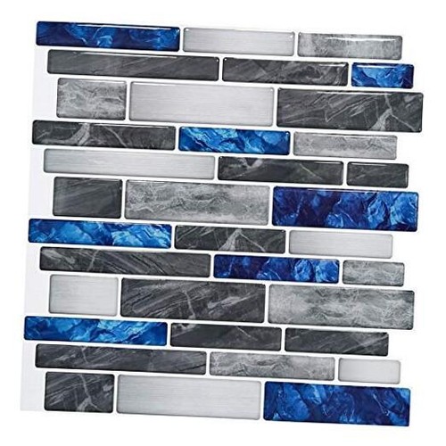 10-Sheet Premium Self-Adhesive Kitchen Backsplash Tiles in Blue Marble