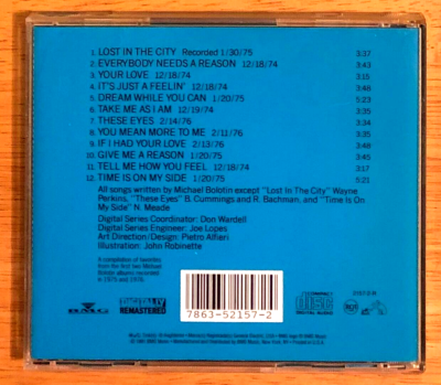 MICHAEL BOLOTIN (BOLTON): THE EARLY YEARS (1991) CD—12 TRACKS 