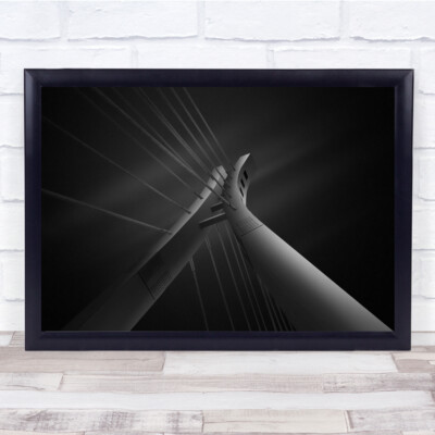 Brücke Architektur schwarz & weiß Strings Linien Geometrie Wandkunstdruck