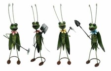 4 fleißige Grashüpfer Figuren 33 cm aus Metall Wackelkopf Haus Garten Dekoration