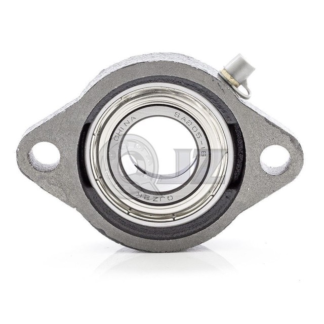 2x 3/4 Inch 2-Bolt Flange Mounted Bearing - Cast Iron SAFL204-12 / SA204-12G + FL204