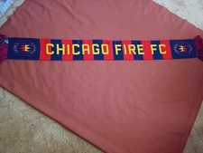 NWT Ruffneck Chicago Fire FC Navy Red Yellow Unisex Fringe Scarf