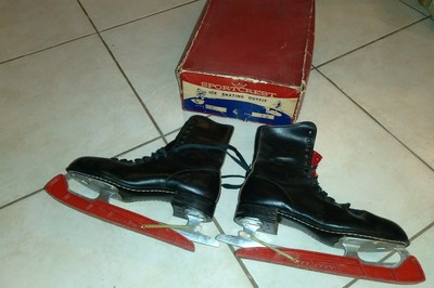 Vintage SPORTCREST Mens Size 10 Ice Skates Black With Original Box 1950's | eBay