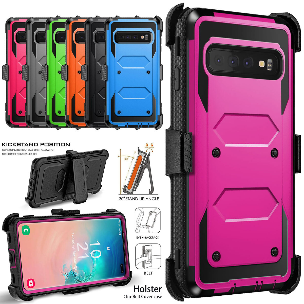 For Samsung Galaxy S10 5G/S10+/S10e Shockproof Protective Case Cover Belt  Clip