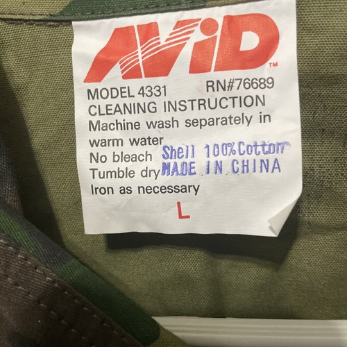 AVID Camouflage Lg X 2 Outdoor Field Wear Canvas Shirt Unlined New Stock Tags - Picture 4 of 5