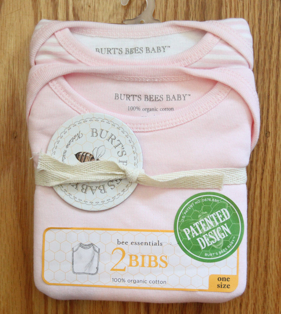 Burt's Bees Baby Girl Pack Bibs Set Pink White Organic Cotton
