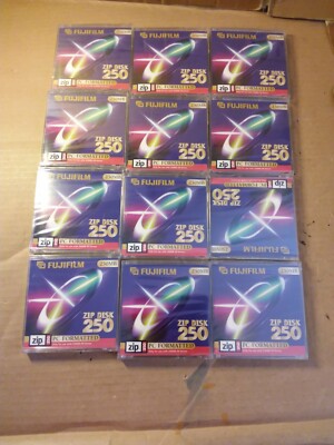 12 x Discs - Fujifilm Zip Disk 250MB PC formatiert - versiegelt - Retro