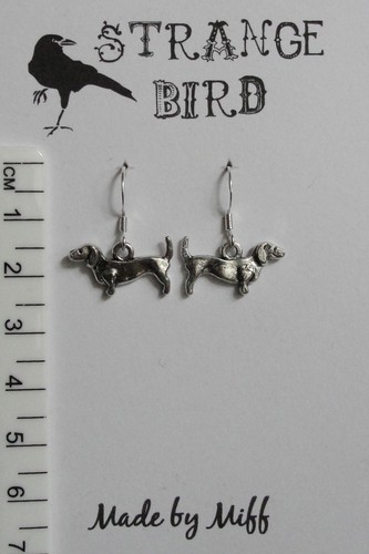 Snausages! earrings sausage dog puppy dachshund doxie dogs cute funky - Foto 2 di 2