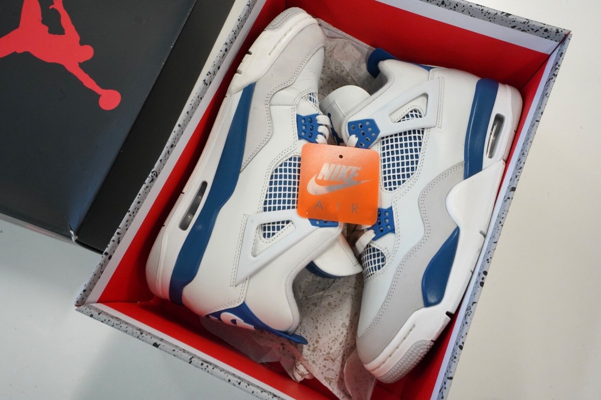 Air Jordan 4 Retro 2024 Military Blue Men’s 9 Athletic White Grey Causal Logo Jordan Men main image 3