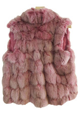 Luxury Designer Genuine Fox Fur Pink Sleeveless Gilet Coat 10 Broken Zip Rrp£389