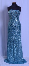 KARISHMA AQUA BLUE SEQUINS MIRROR BLING PROM FORMAL GOWN DRESS 4