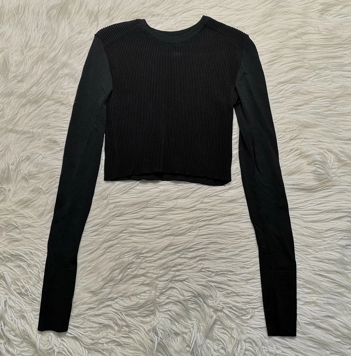 CROP RIBBED KNIT SWEATER