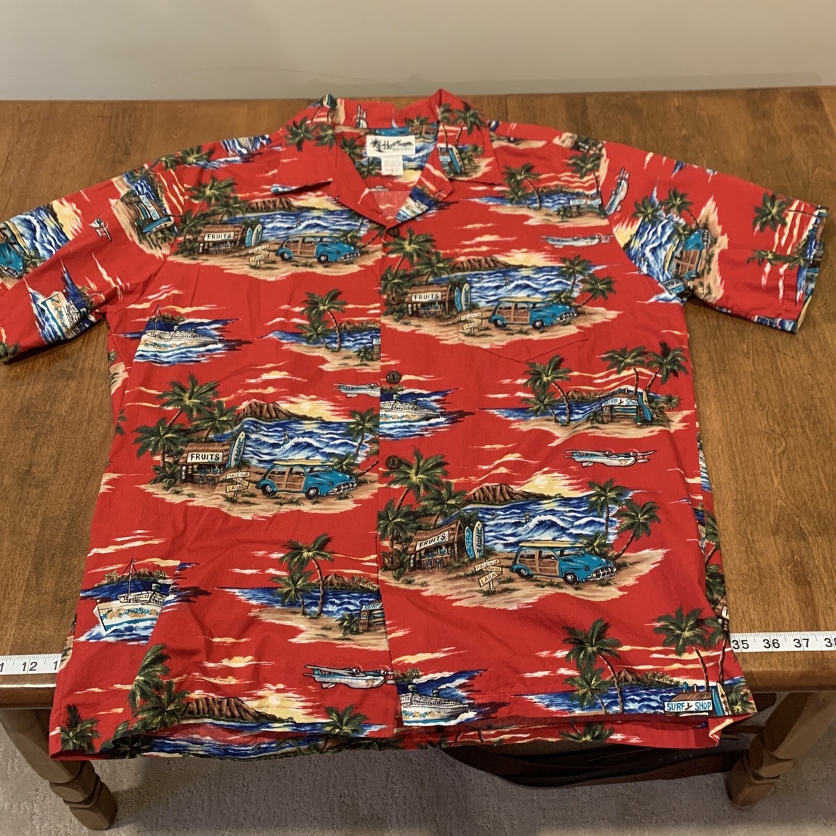 VTG HOWIE Hawaiian shirt Large 90s sunset all over print mens 
