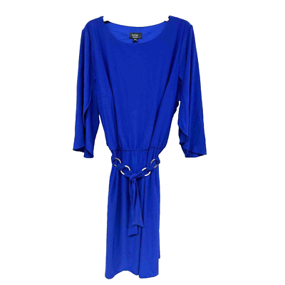 NWT Sz 3X MSK Royal Blue Jersey Dress. Metal Accent Belt. Split Tulip  Sleeves. | eBay