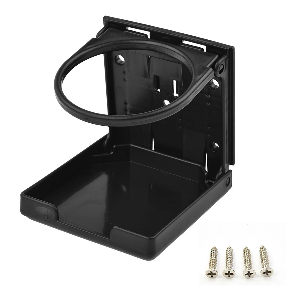 2x Plastic Folding Cup Drink Holder Car Boat RV With Mounts Water-Coaster Black - Image 4 of 4