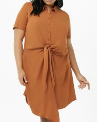 plus size brown t shirt dress boohoo Women's Plus Cotton Tie Up Side Detail T-Shirt Dress in Chocolate | Size: 24
