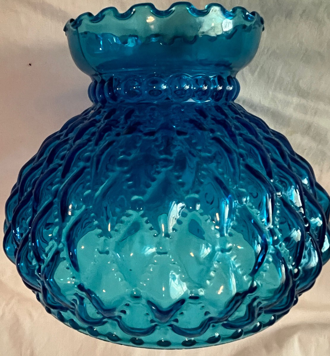 ライト・ランタン Vintage Blue Glass Diamond Lamp Shade Vintage 6” Light Blue Glass Diamond Quilted design Oil