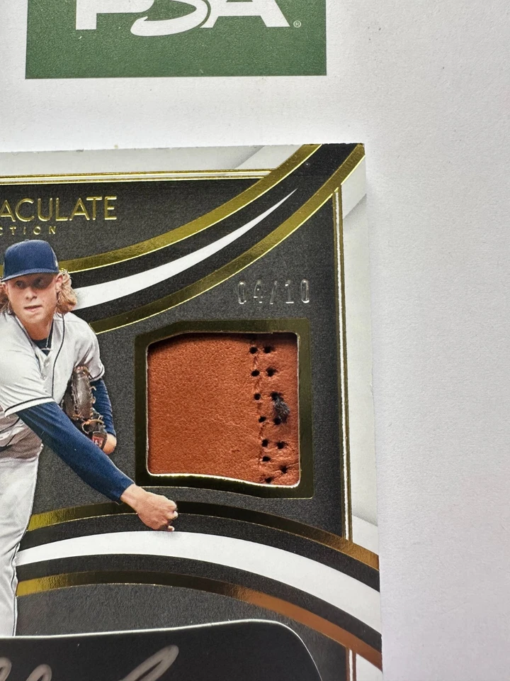 2022 Panini Immaculate Gold/Black Fielding Glove Relic /10 Shane Baz Rookie RC - Image 4 of 4