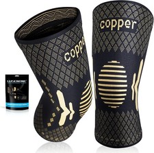 2 PACK Copper Knee Braces Compression Sleeves Support for Arthritis Men  Women