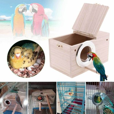 Nesting House Wooden Bird Nest Breeding Box Cage For Parrot Budgie ... - Macaw Bird Cage With Nest Box And Tray
