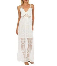 REBELLION - WHITE WEDDING BOHO CROCHET LACE MAXI DRESS - NWT - SZ M & XL