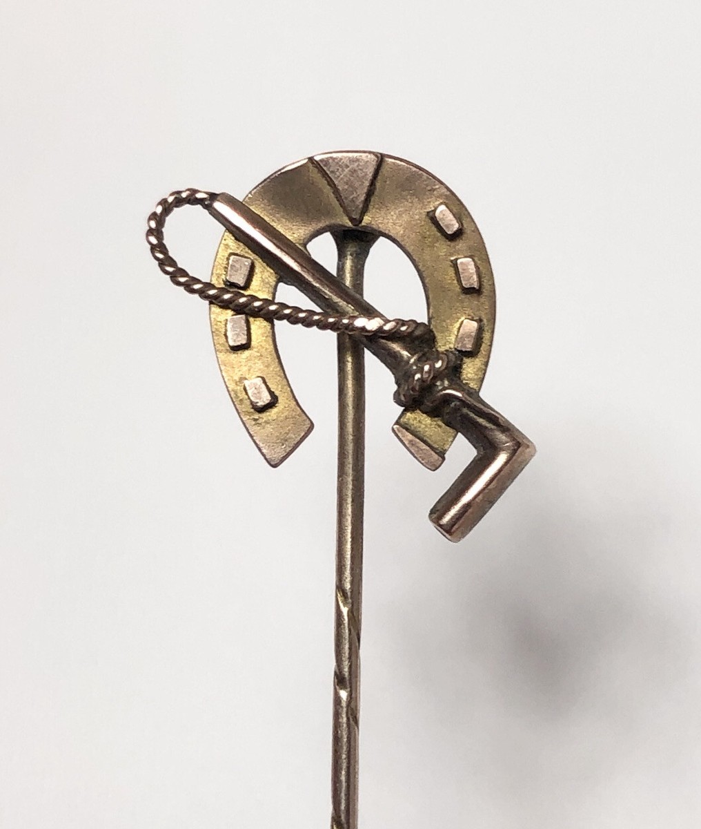 Antique Gold Victorian-era Horse Riding Crop Stick Pin Antique Gold Horseshoe Stick Pin - Victorian 9ct Gold  main image 2